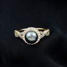 Rosec Jewels-Real Tahitian Pearl and Diamond Crossover Engagement Ring