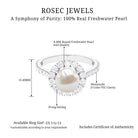 Freshwater Pearl and Moissanite Halo Engagement Ring Freshwater Pearl - ( AAA ) - Quality - Rosec Jewels
