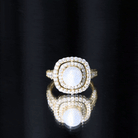 7.4 Carat Freshwater Pearl Double Halo Engagement Ring with Moissanite AAA - Rosec Jewels