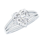 8 MM Moissanite Heart Designer Engagement Ring with Split Shank D-VS1 - Rosec Jewels