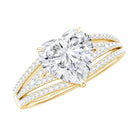 8 MM Moissanite Heart Designer Engagement Ring with Split Shank D-VS1 - Rosec Jewels