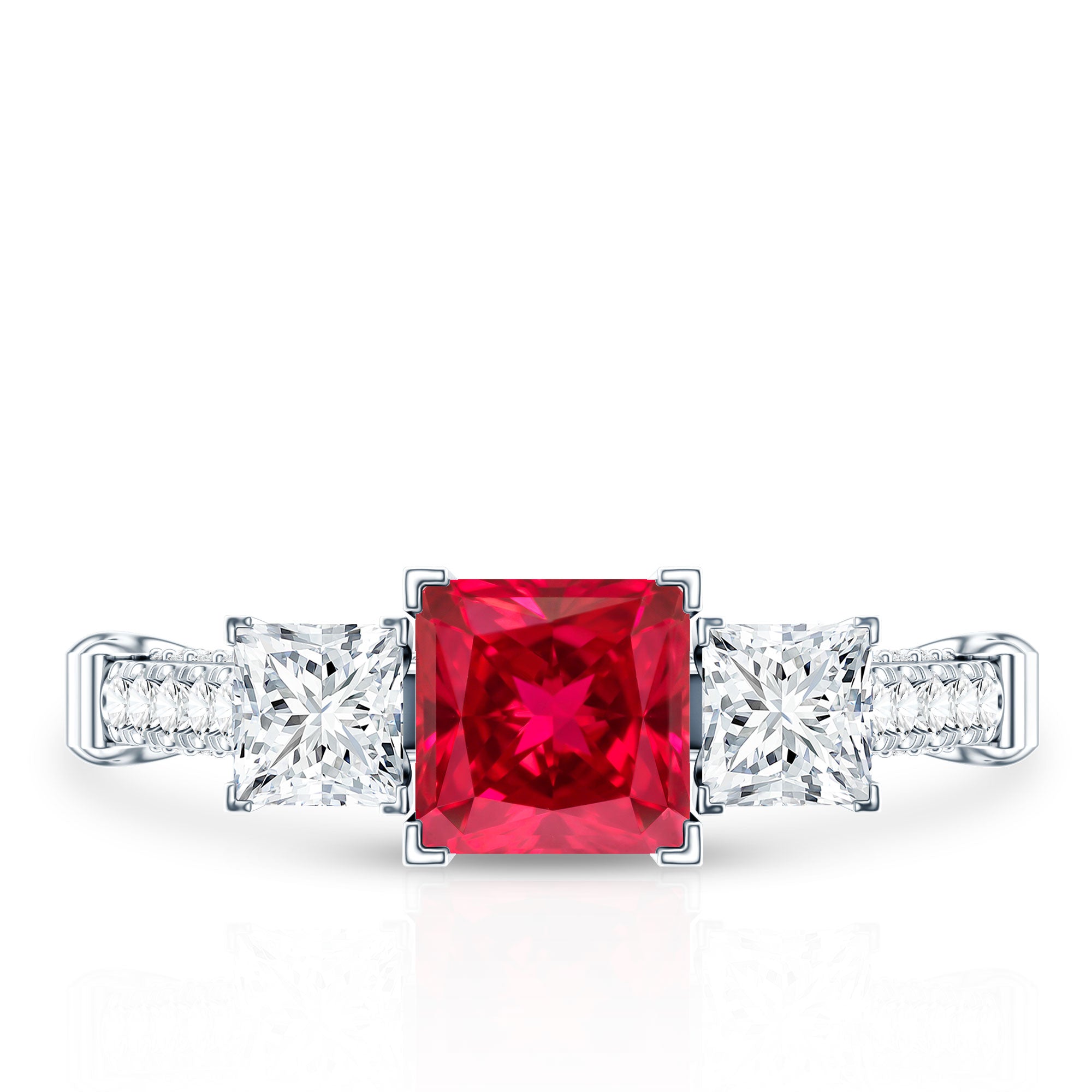Rosec Jewels-Lab Grown Ruby Vintage Looking Engagement Ring With Certificate