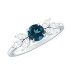 London Blue Topaz Minimal Engagement Ring With Diamond AAA - Rosec Jewels