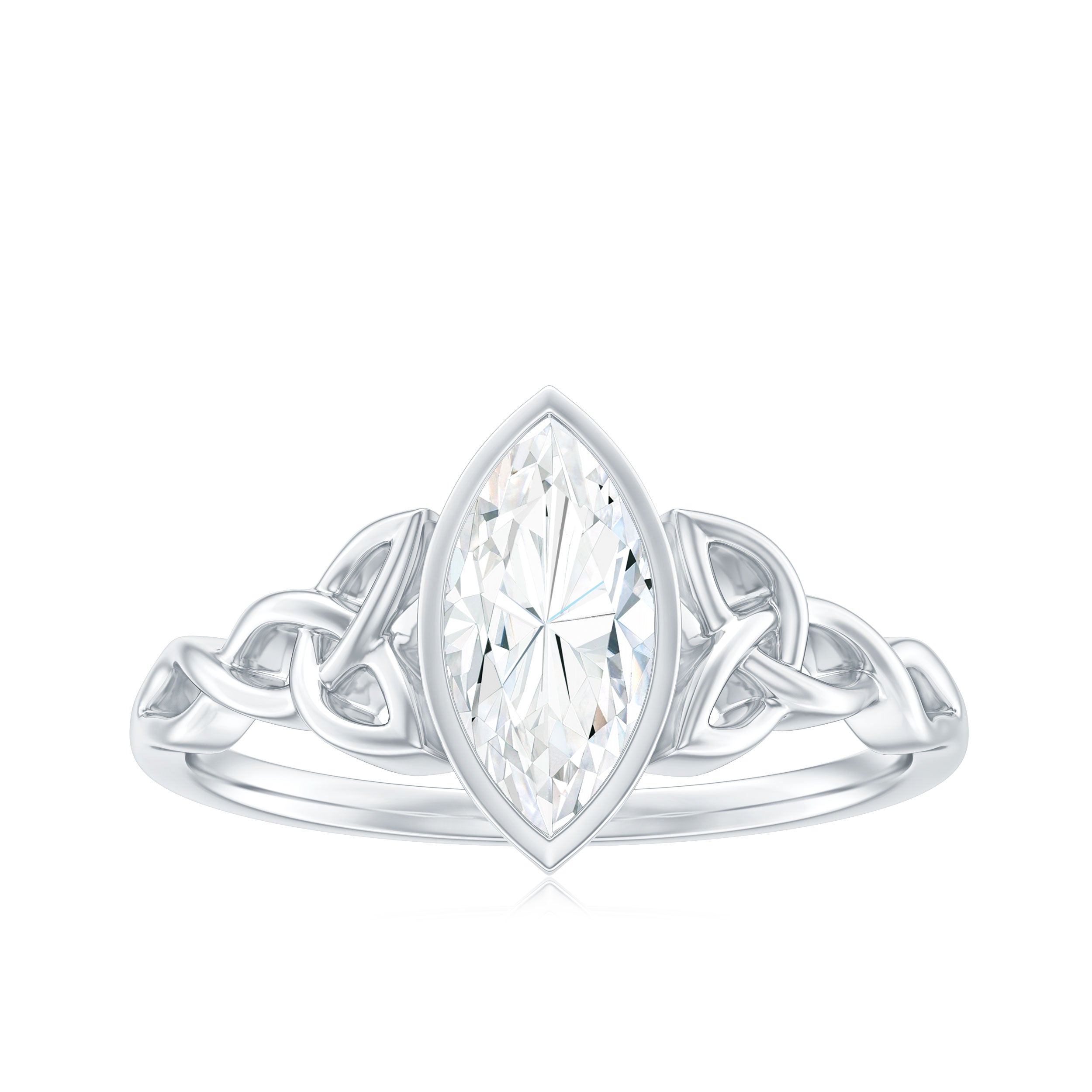 Rosec Jewels-Moissanite 5x10mm Marquise Cut Engagement Ring in Bezel Setting