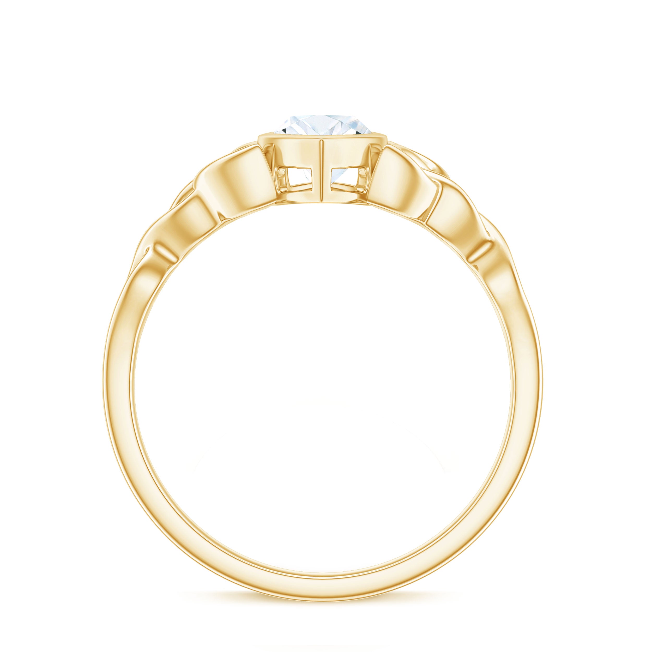 Rosec Jewels-Moissanite 5x10mm Marquise Cut Engagement Ring in Bezel Setting