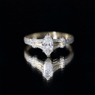 Marquise Cut Moissanite Solitaire Engagement Ring in Split Shank D-VS1 - Rosec Jewels