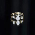 Pear Cut Moissanite Engagement Ring with Double Band D-VS1 - Rosec Jewels