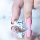 7X9 mm Emerald Cut Moissanite Solitaire Celtic Ring with Engraved Shank D-VS1 - Rosec Jewels