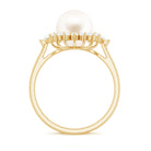 Cultured 3 Carat Freshwater Pearl Engagement Ring with Diamond Halo AAA - Rosec Jewels