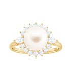 Cultured 3 Carat Freshwater Pearl Engagement Ring with Diamond Halo AAA - Rosec Jewels
