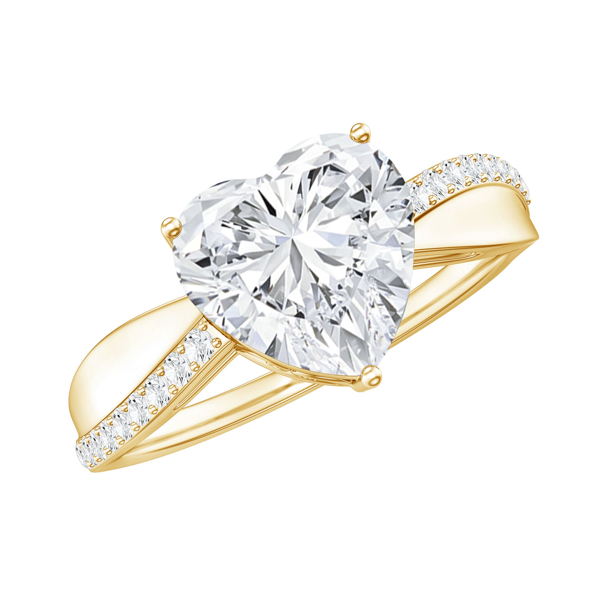 Heart Shape Moissanite Solitaire Engagement Ring for Her D-VS1 - Rosec Jewels
