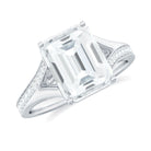 Emerald Cut Moissanite Solitaire Engagement Ring with Split Shank D-VS1 - Rosec Jewels