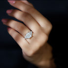 Certified Moissanite Emerald Cut Engagement Ring with Cluster Stones D-VS1 - Rosec Jewels