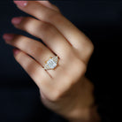 Certified Moissanite Emerald Cut Engagement Ring with Cluster Stones D-VS1 - Rosec Jewels