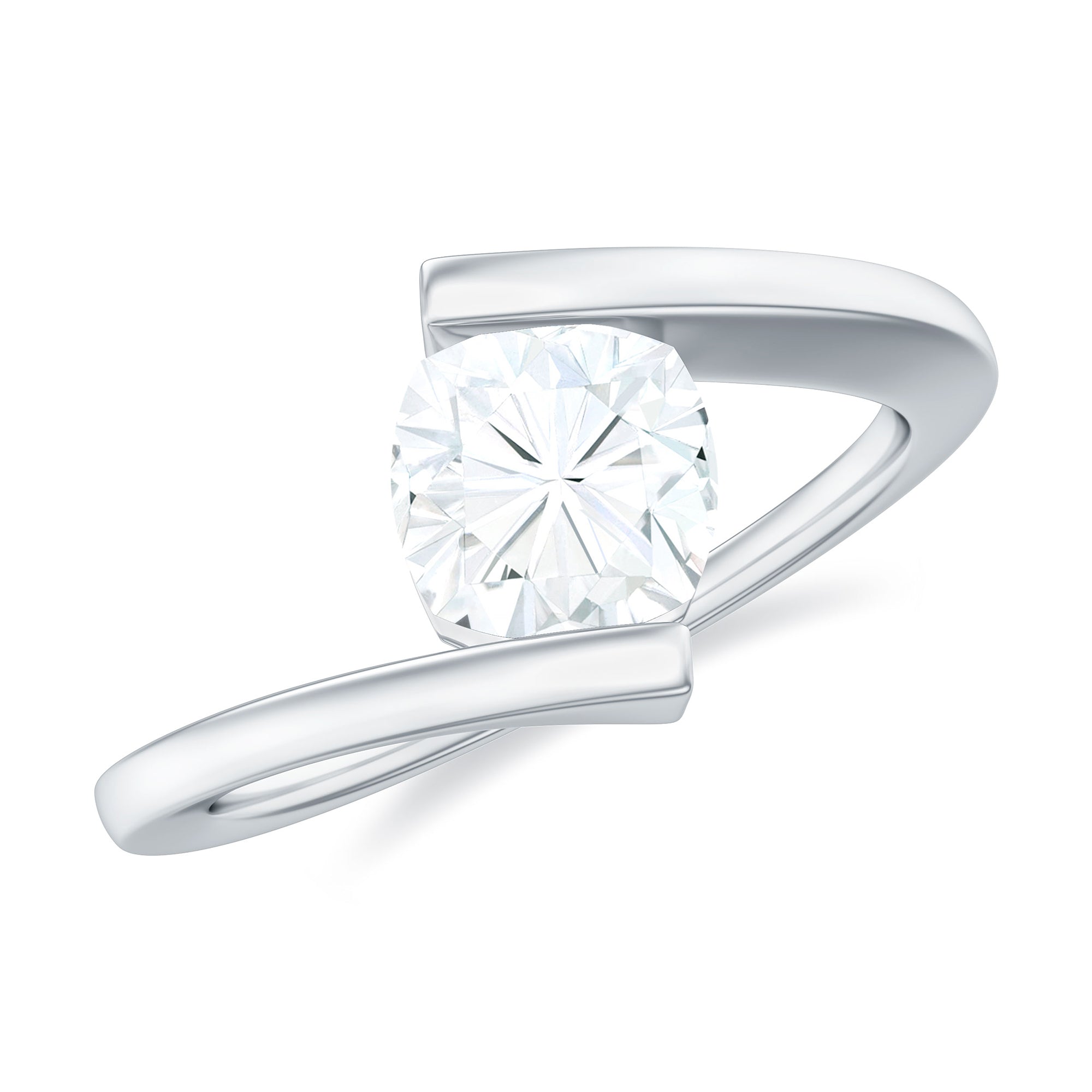 6 mm Cushion Cut Moissanite Solitaire Engagement Ring