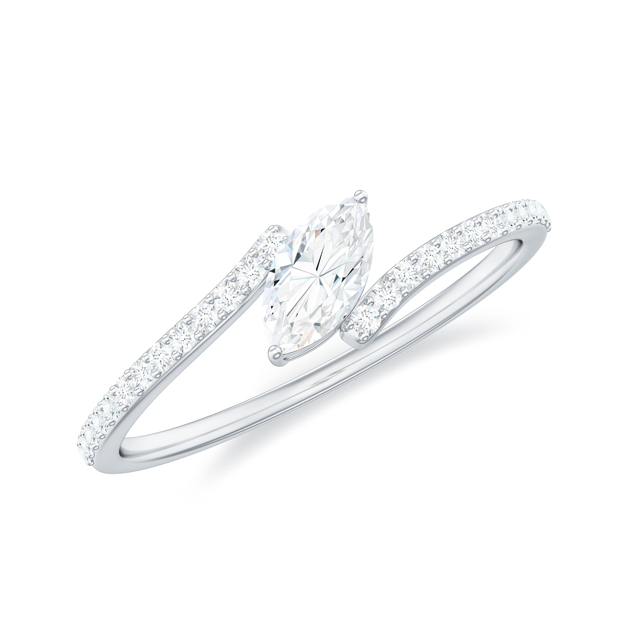 Marquise Cut Moissanite Tilted Solitaire Promise Ring