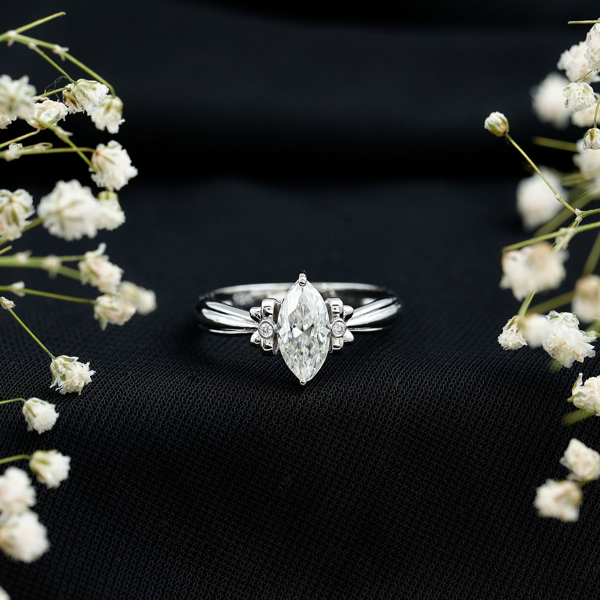 1 Carat Brilliant Cut Certified Moissanite Statement Ring D-VS1 - Rosec Jewels