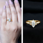 5x10mm Brilliant Cut Certified Moissanite Statement Ring D-VS1 - Rosec Jewels