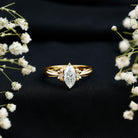 5x10mm Brilliant Cut Certified Moissanite Statement Ring D-VS1 - Rosec Jewels
