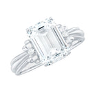 Certified Emerald Cut Moissanite Huge Engagement Ring D-VS1 - Rosec Jewels