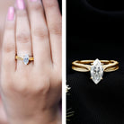 1 Carat Moissanite Marquise Engagement Ring with Leaf Engraved Shank D-VS1 - Rosec Jewels