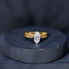 1 Carat Moissanite Marquise Engagement Ring with Leaf Engraved Shank D-VS1 - Rosec Jewels