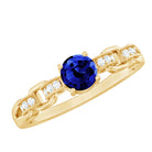 Certified 0.6 Carat Lab Grown Blue Sapphire Promise Ring with Diamond for Women AAAA - Rosec Jewels