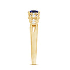 Certified 0.6 Carat Lab Grown Blue Sapphire Promise Ring with Diamond for Women AAAA - Rosec Jewels