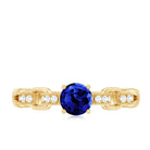 Certified 0.6 Carat Lab Grown Blue Sapphire Promise Ring with Diamond for Women AAAA - Rosec Jewels