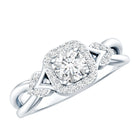 Lab Grown Diamond Halo Engagement Ring Lab - ( EF-VS ) - Rosec Jewels