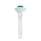 Nature Inspired Lab Grown Emerald Promise Ring with Diamond Halo AAAA - Rosec Jewels