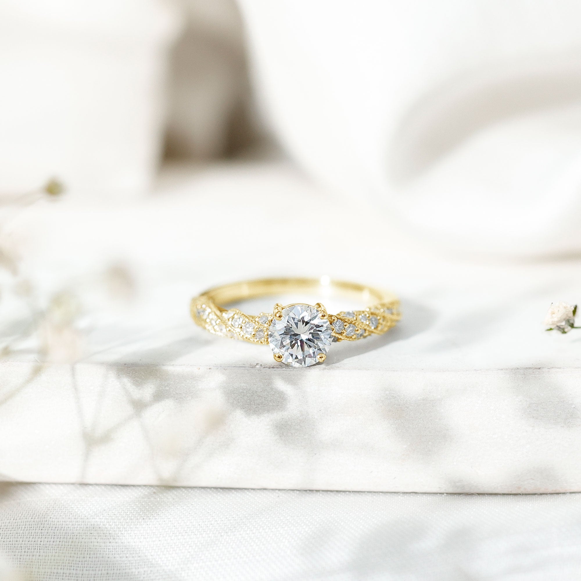 Round Shape Lab Grown Diamond Solitaire Engagement Ring Lab - ( EF-VS ) - Rosec Jewels