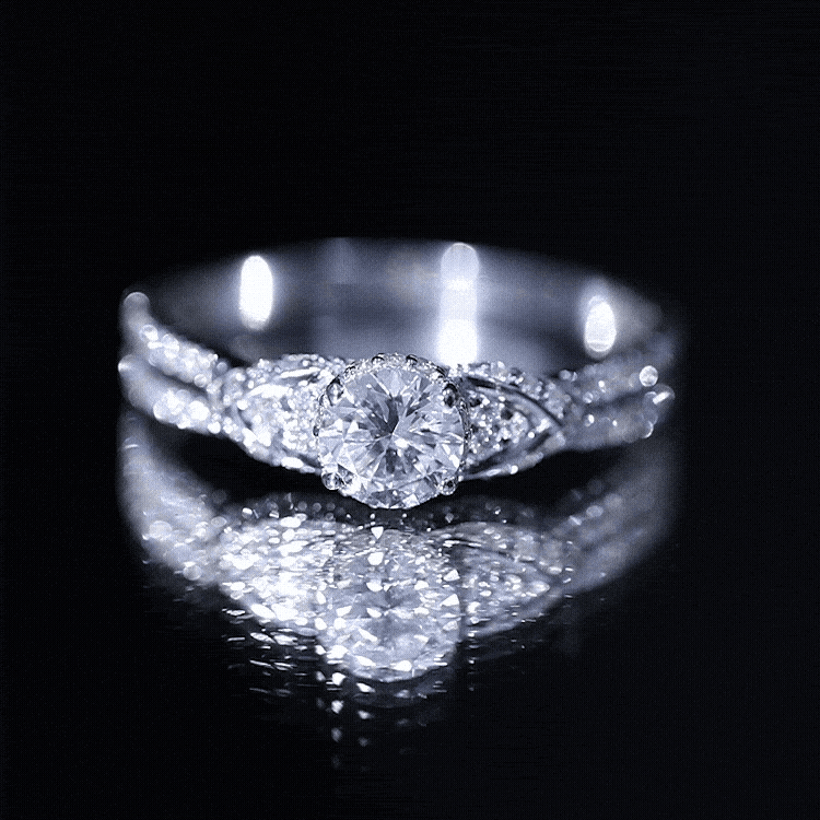 Rosec Jewels-Lab Grown Diamond Round Engagement Ring With Side Stone