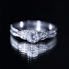Lab Grown Diamond Round Engagement Ring With Side Stone Lab - ( EF-VS ) - Rosec Jewels
