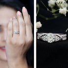 Lab Grown Diamond Round Engagement Ring With Side Stone Lab - ( EF-VS ) - Rosec Jewels
