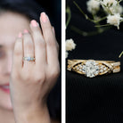 Lab Grown Diamond Round Engagement Ring With Side Stone Lab - ( EF-VS ) - Rosec Jewels