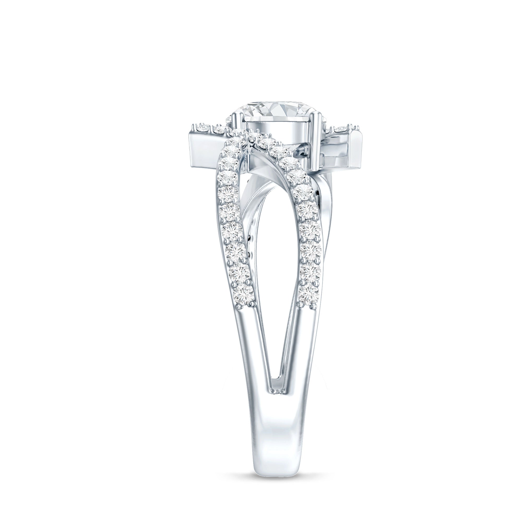Certified Lab Grown Diamond Bypass Engagement Ring Lab - ( EF-VS ) - Rosec Jewels