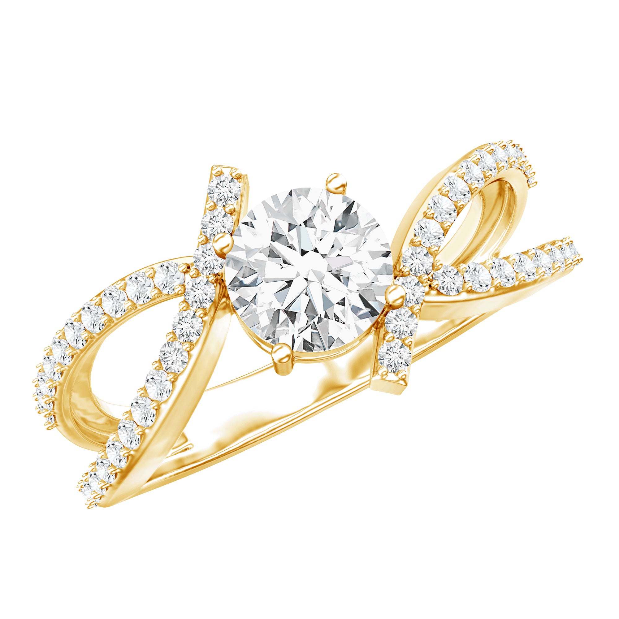 Certified Lab Grown Diamond Bypass Engagement Ring Lab - ( EF-VS ) - Rosec Jewels