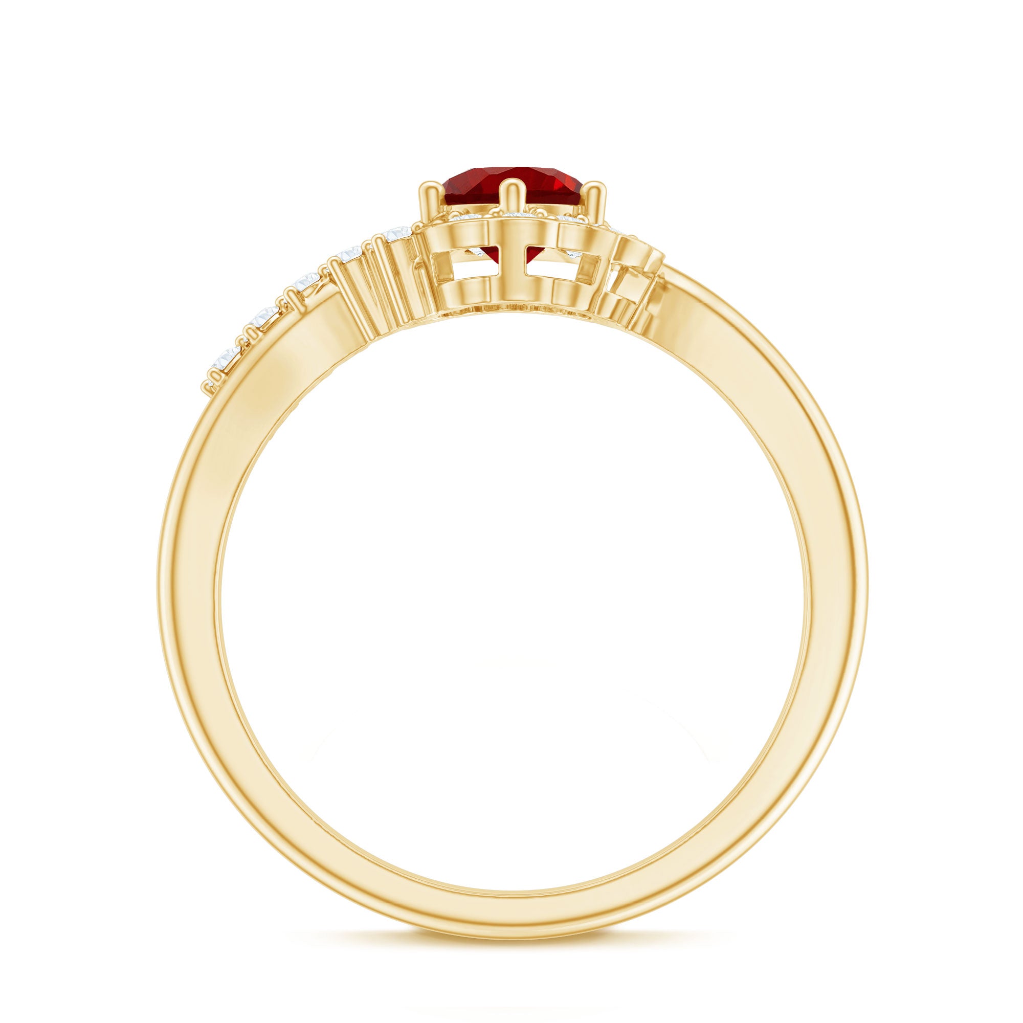 Certified Lab Created Ruby and Diamond Flower Engagement Ring AAAA - Rosec Jewels