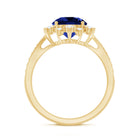 Lab Grown Blue Sapphire Round Engagement Ring with Diamond Accent AAAA - Rosec Jewels