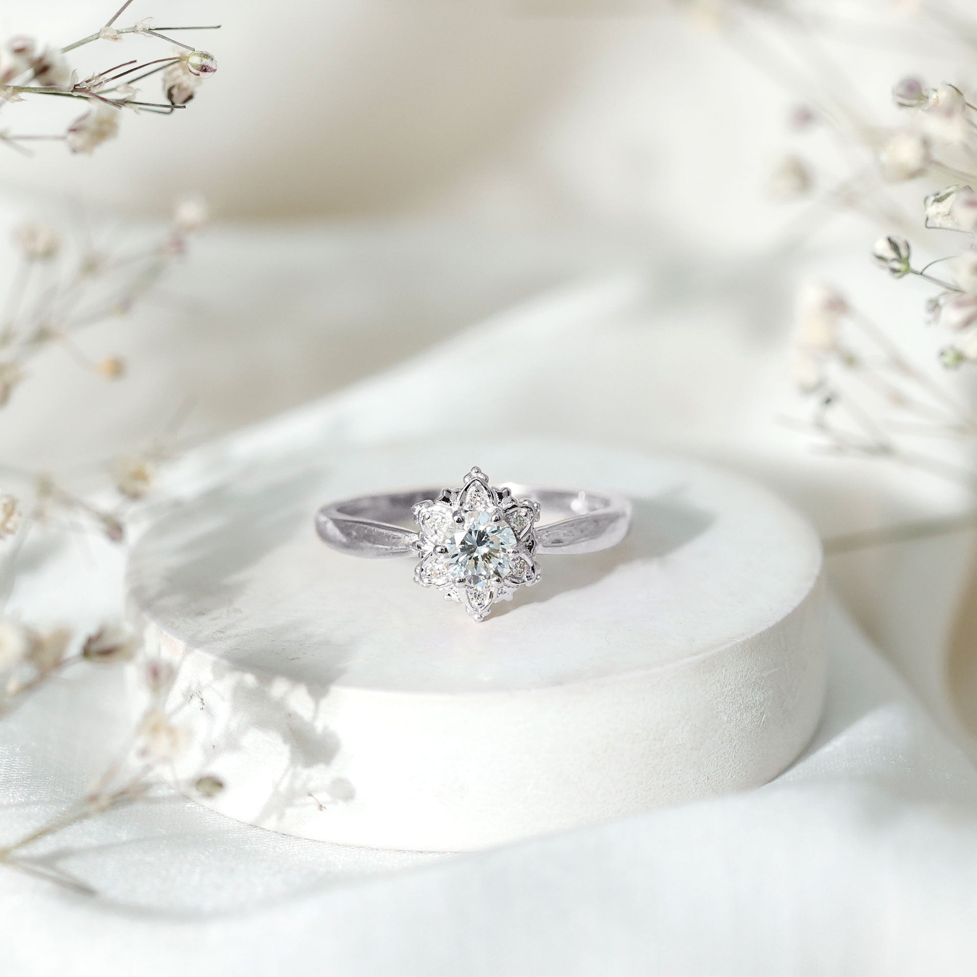 Rosec Jewels-Certified Lab Grown Diamond Floral Engagement Ring for Women