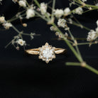 Certified Lab Grown Diamond Floral Engagement Ring for Women Lab - ( EF-VS ) - Rosec Jewels