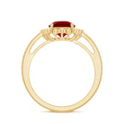 Vintage Style Lab Created Ruby and Diamond Halo Engagement Ring AAAA - Rosec Jewels