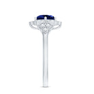 Round Created Blue Sapphire Flower Engagement Ring with Diamond AAAA - Rosec Jewels