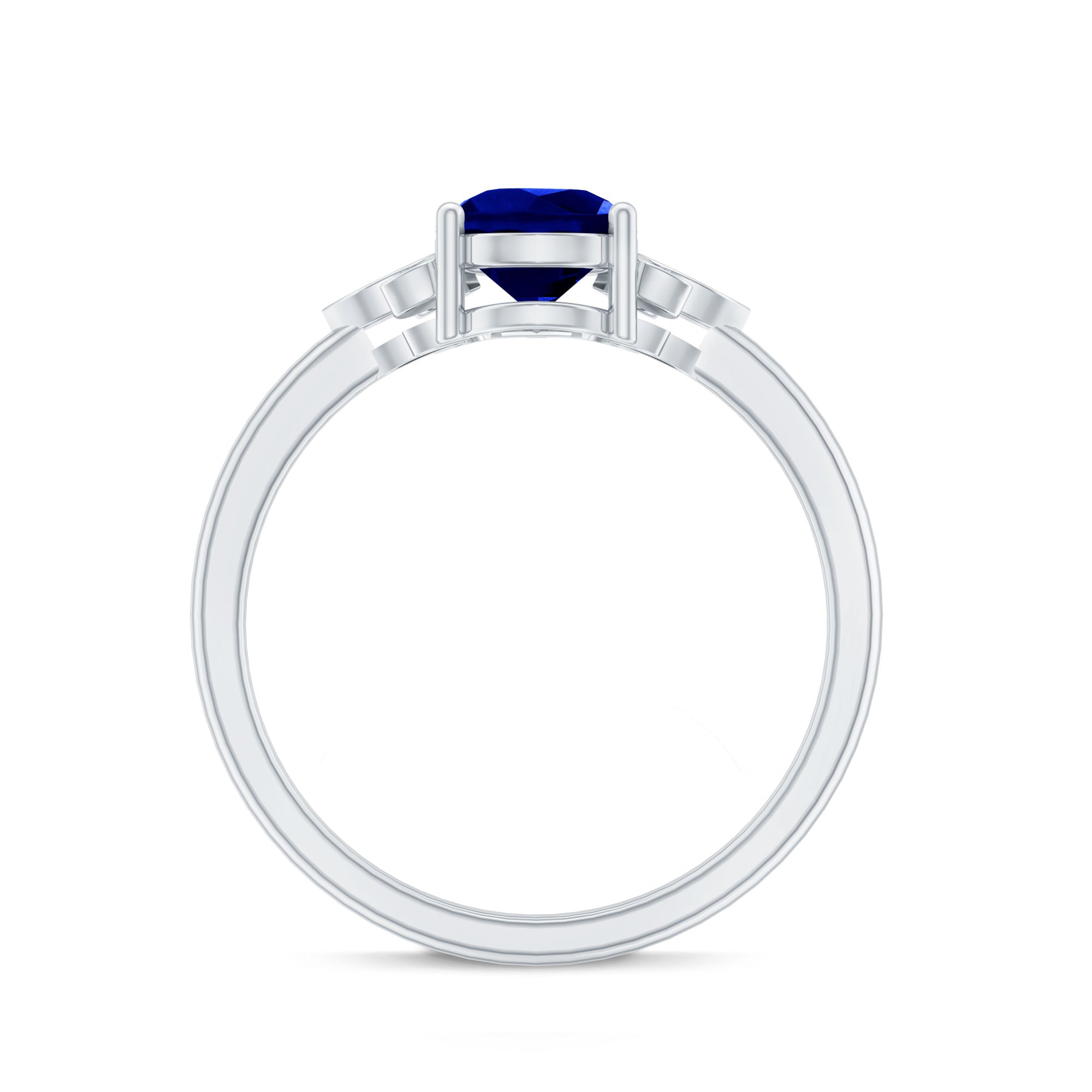 Rosec Jewels-Certified Lab Grown Blue Sapphire Teardrop Engagement Ring with Diamonds