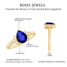 Rosec Jewels-Certified Lab Grown Blue Sapphire Teardrop Engagement Ring with Diamonds