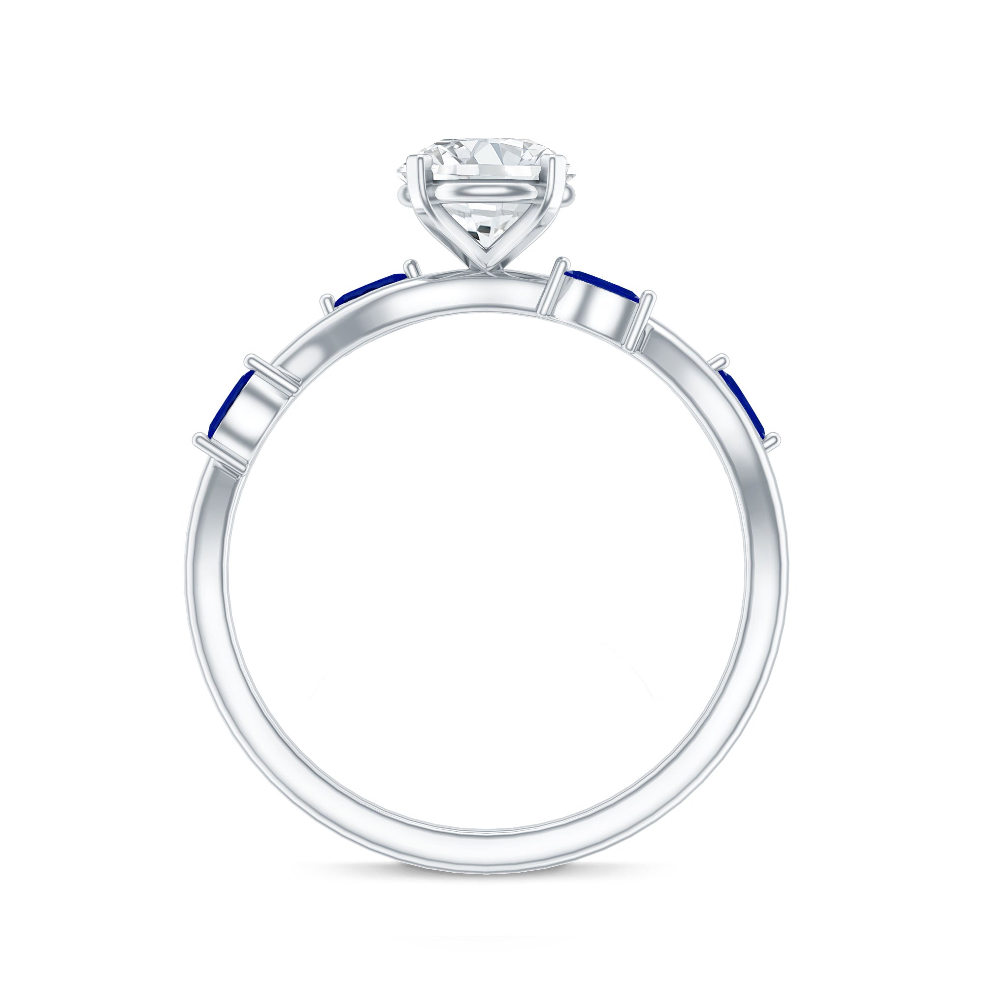 Certified Lab Grown Diamond Engagement Ring with Sapphire Lab - ( EF-VS ) - Rosec Jewels