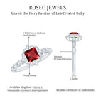 Certified Lab Created Ruby Square Cut Engagement Ring with Diamonds AAAA - Rosec Jewels