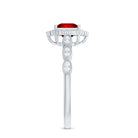 Certified Lab Created Ruby Square Cut Engagement Ring with Diamonds AAAA - Rosec Jewels