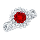 Lab Grown Ruby and Diamond Antique Looking Engagement Ring For Women AAAA - Rosec Jewels